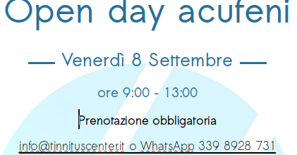 Open day acufeni 8 settembre